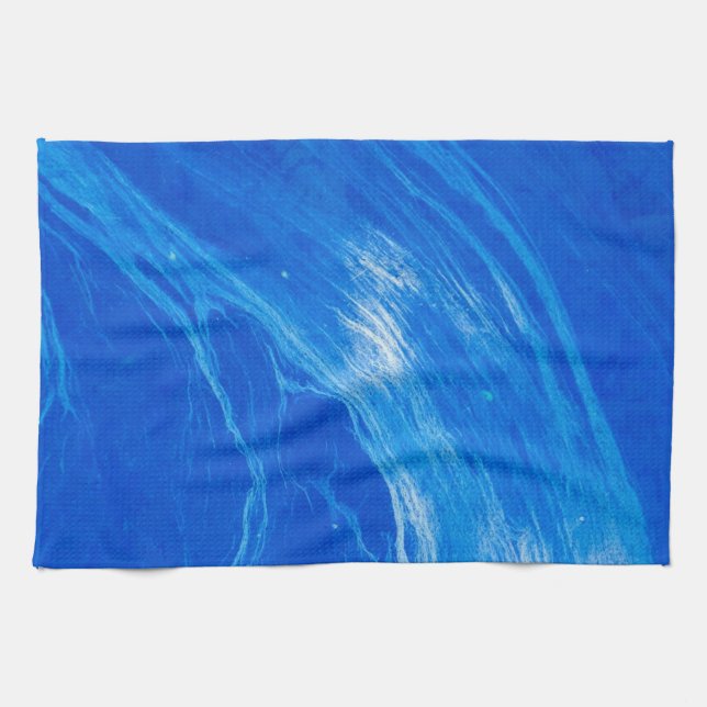 Ocean Blue Waves Summer Time Tea Towel (Horizontal)