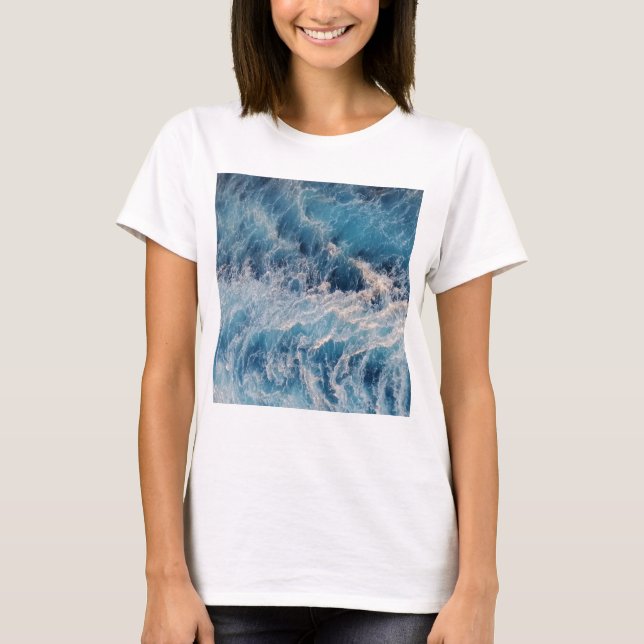 Ocean Blue Waves  T-Shirt (Front)