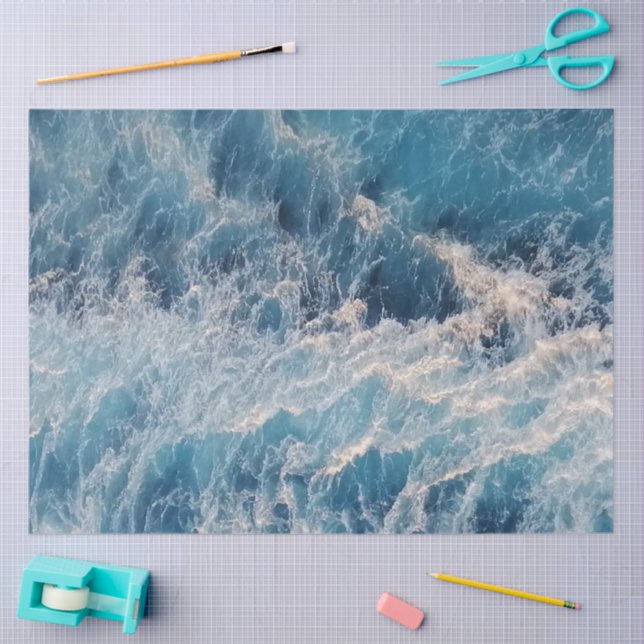 Ocean Blue Waves Tissue Paper (Craft)