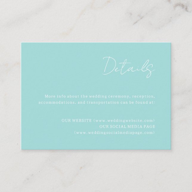 Ocean Blue Wedding Details Enclosure Card (Front)