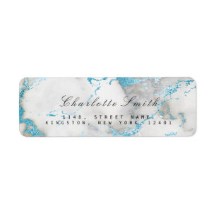 Ocean Blue White Marble Return Address Labels