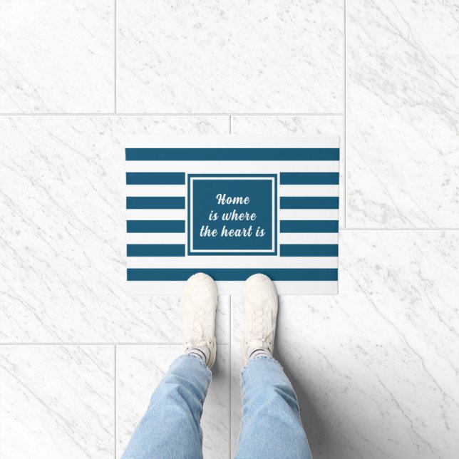 Ocean Blue & White Stripe Personalised Doormat (Indoor)