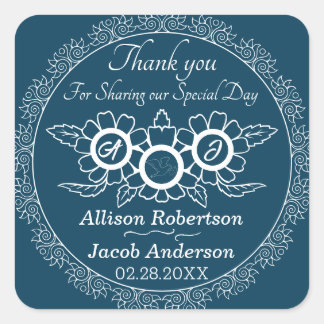 Ocean Blue & White Wedding classic round sticker