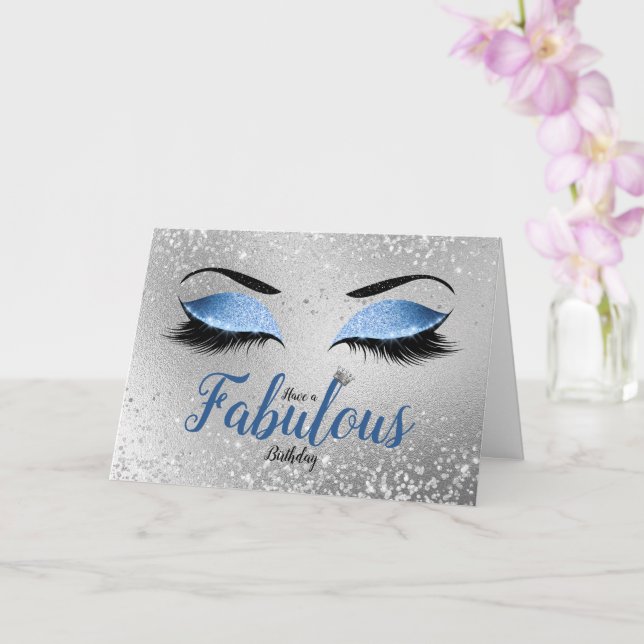 Ocean Blush Blue Fabulous Glitter Eyes Standard Card (Orchid)