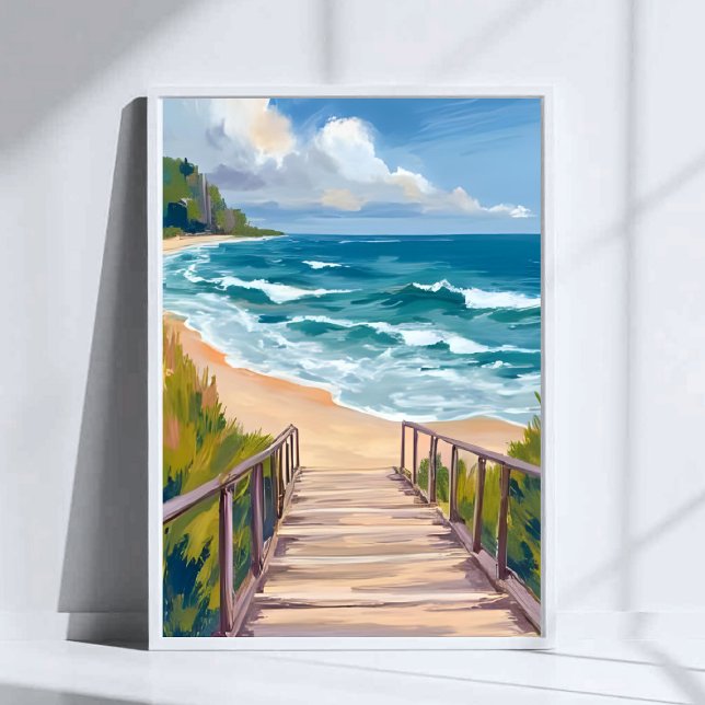 Ocean Boardwalk | Beach Waves Coastal Poster (Creator Uploaded)