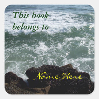 Ocean Bookplate Name Here Sticker