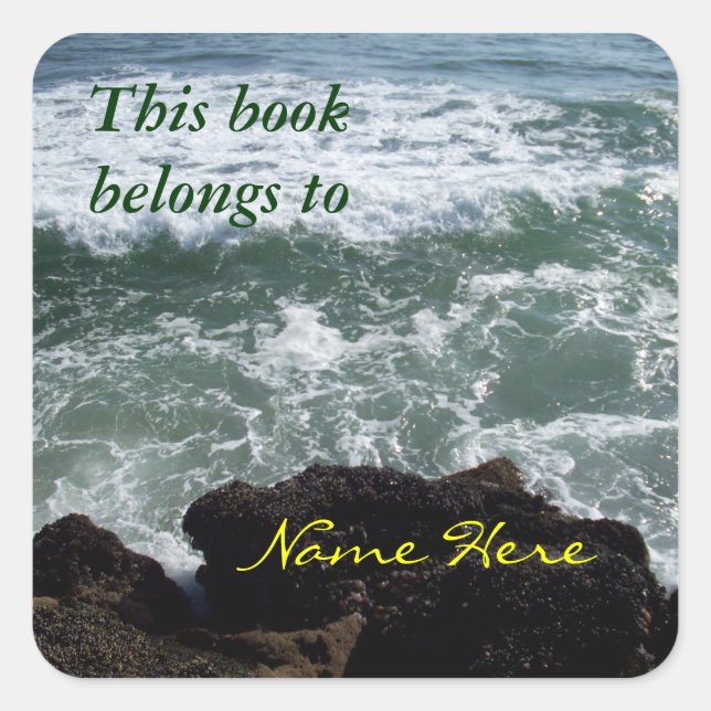 Ocean Bookplate Name Here Sticker (Front)