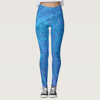 Ocean Breeze 2 Soothing Blue Abstract Leggings