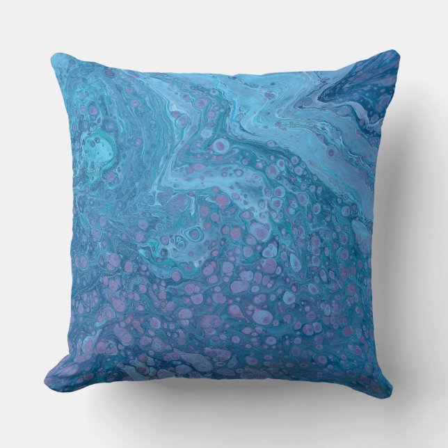 Ocean Breeze 3 Blue Purple Abstract Accent Pillow (Front)
