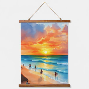 Ocean Breeze and Fiery Skies Hanging Tapestry