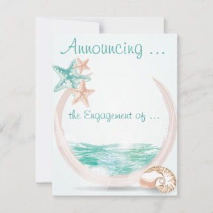 Ocean Breeze Beach Wedding Engagement Announcement