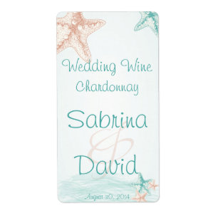 Ocean Breeze Beach Wedding Wine Label