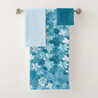Ocean Breeze Floral Turquoise Botanical Bath Towel Set