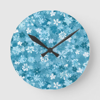 Ocean Breeze Floral Turquoise Botanical Round Clock