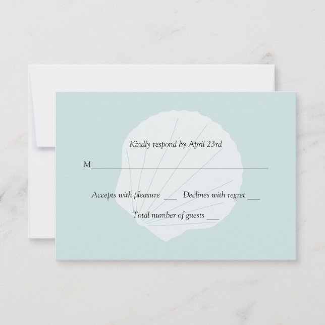 Ocean Breeze Shell Blue RSVP Card (Front)
