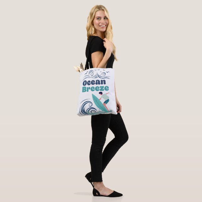 Ocean Breeze Surf Art Tote Bag (On Model)
