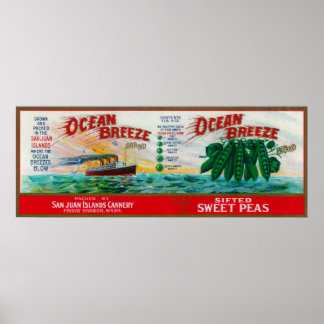 Ocean Breeze Sweet Peas Label Poster