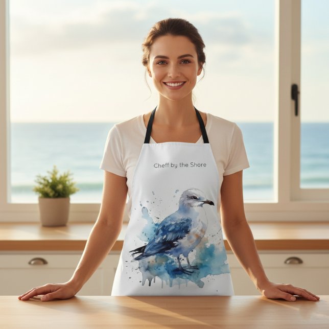 Ocean Breeze: Watercolor Seagull Apron (Creator Uploaded)