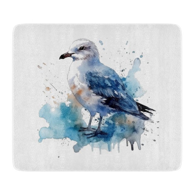 Ocean Breeze: Watercolor Seagull Cutting Board (Front)