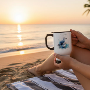 Ocean Breeze: Watercolor Seagull Travel Mug