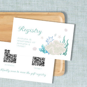 Ocean Bridal Shower Gift Reqistry QR Code Enclosure Card