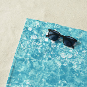 Ocean Bubbles and Currents, Blue Beach Towel