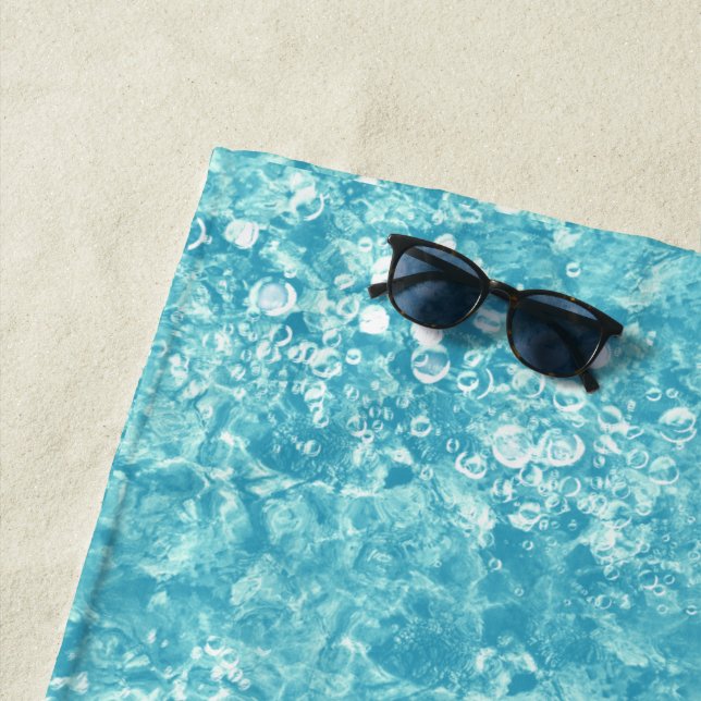 Ocean Bubbles and Currents, Blue Beach Towel (In Situ)