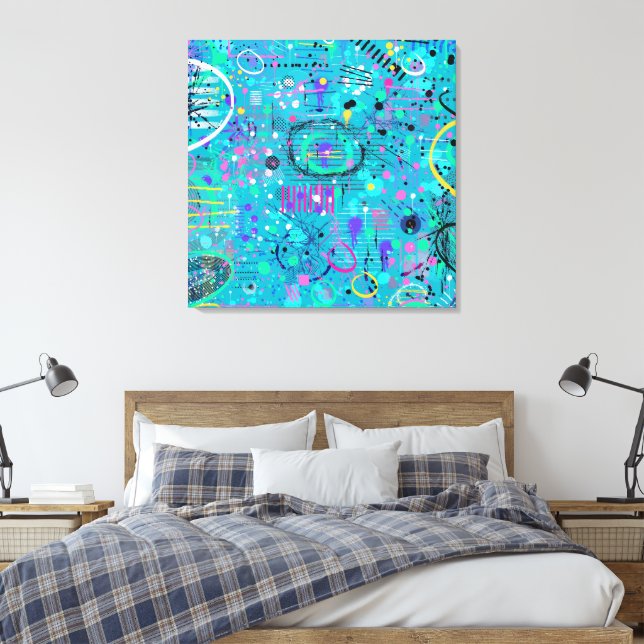 Ocean Bubbles: Maximalist Art Canvas Print (Insitu(Bedroom))