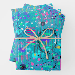 Ocean Bubbles: Maximalist Art Wrapping Paper Sheet
