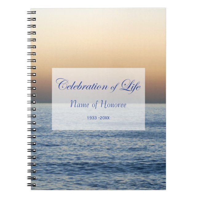Ocean Celebration of Life Memorial Guest Book (Front)
