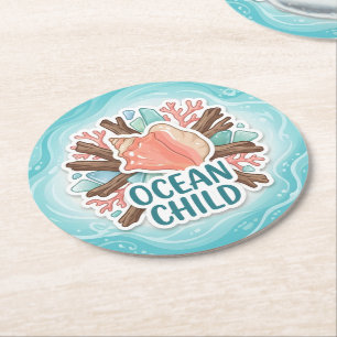 Ocean Child Round Paper Coaster