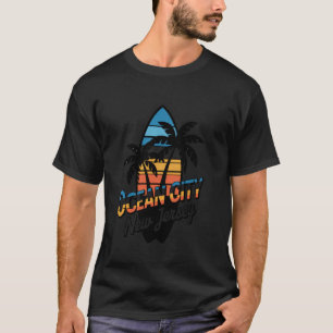 Ocean City Beach New Jersey Sunset Retro Beach Sur T-Shirt