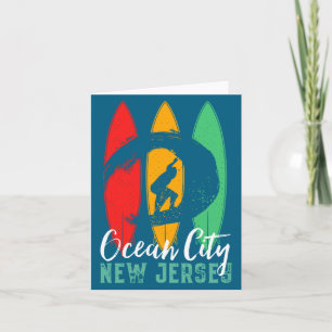 Ocean City Beach New Jersey Vintage Retro Surfing  Card