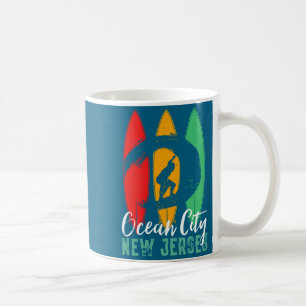 Ocean City Beach New Jersey Vintage Retro Surfing Coffee Mug