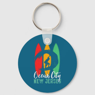 Ocean City Beach New Jersey Vintage Retro Surfing  Key Ring