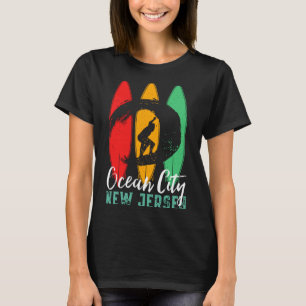 Ocean City Beach New Jersey Vintage Retro Surfing  T-Shirt