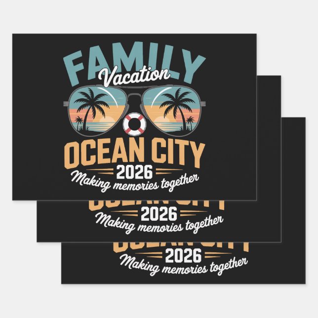 Ocean City Beach Wrapping Paper Sheet (Set)
