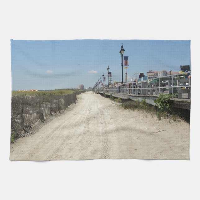 Ocean city Boardwalk Tea Towel (Horizontal)