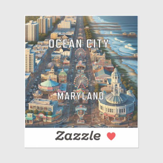 Ocean City Maryland 3 Inch Vinyl Sticker (Sheet)