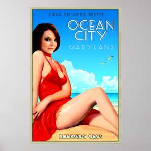 Ocean City Maryland America's Best Beach Travel Poster