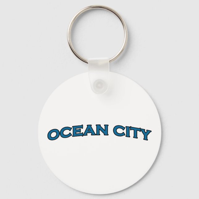 Ocean City Maryland Arched Text Logo Key Ring (Front)