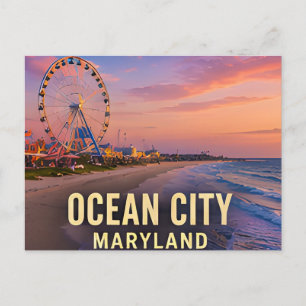 Ocean City Maryland Beach Travel Gift Postcard