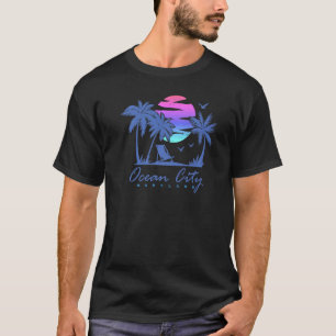 Ocean City Maryland Beach Vacation Vintage Sunset  T-Shirt