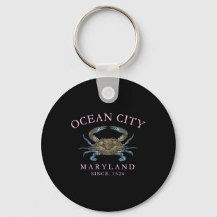 Ocean City Maryland Blue Crab Since 1524 Arched Pi Key Ring