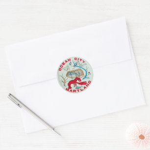 "Ocean City Maryland Classic Round Sticker