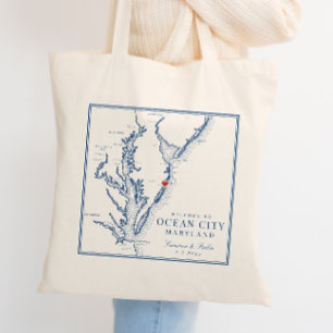 Ocean City Maryland Elegant Navy Wedding Welcome Tote Bag