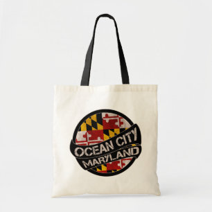Ocean City Maryland flag grunge tote bag