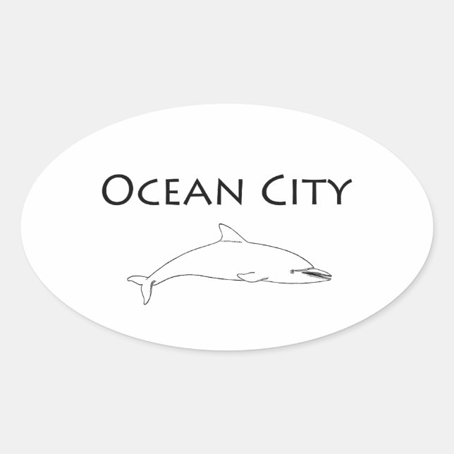 Ocean City Maryland Logo (dolphin) Oval Sticker (Front)