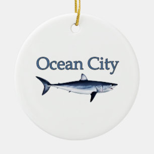 Ocean City Maryland Logo (mako shark) Ceramic Tree Decoration