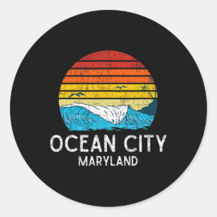 Ocean City Maryland Md Vintage Beach Ocean Family  Classic Round Sticker